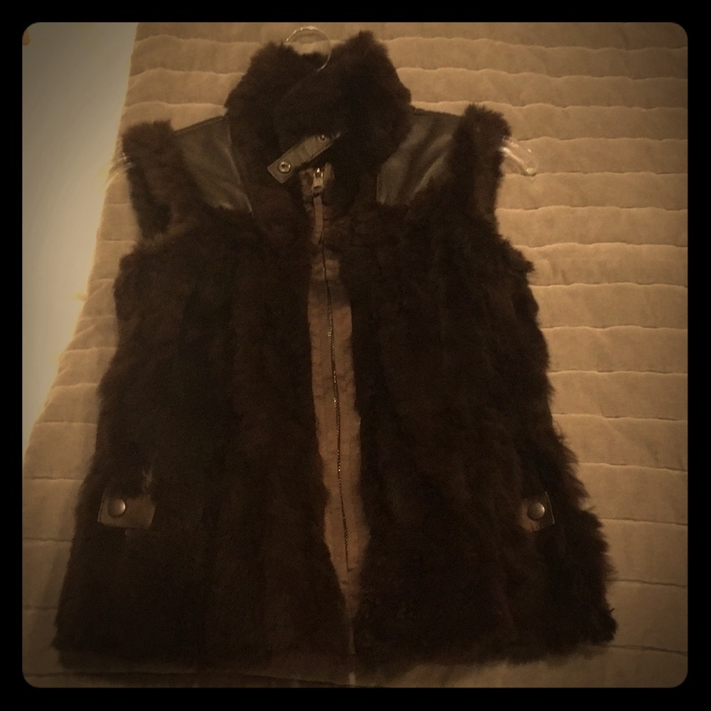 Reversible rabbit fur vest